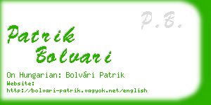 patrik bolvari business card