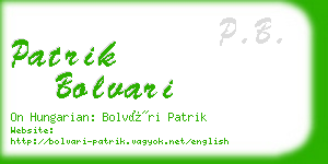 patrik bolvari business card